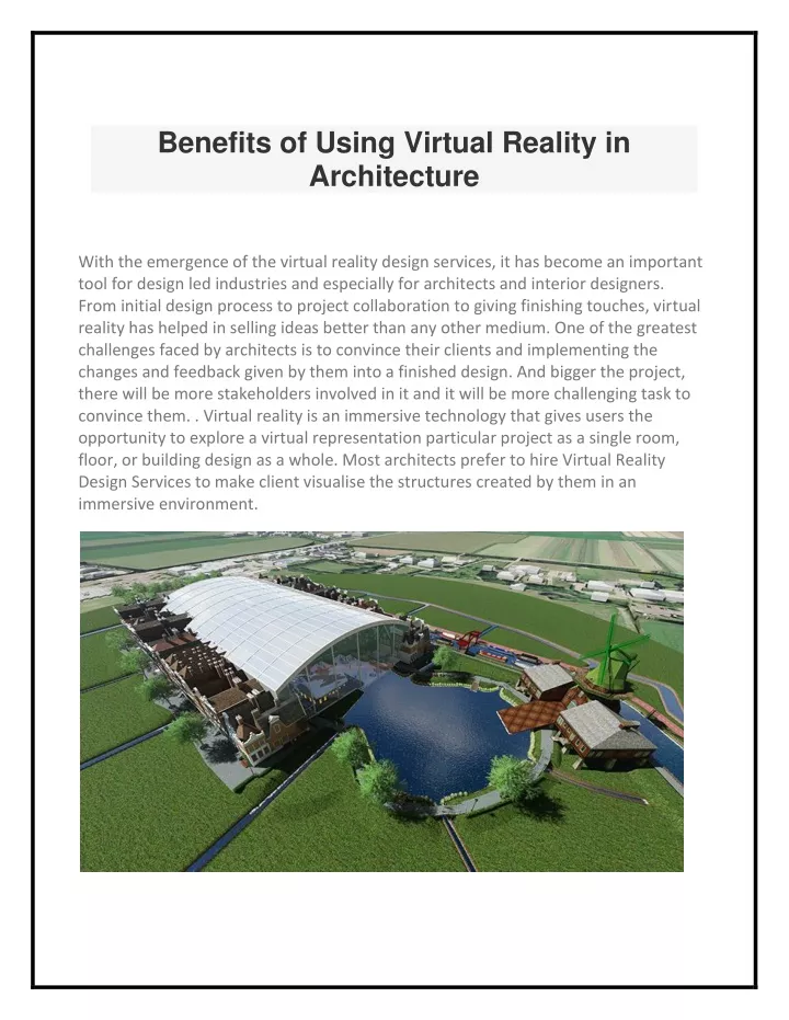 benefits of using virtual reality in architecture