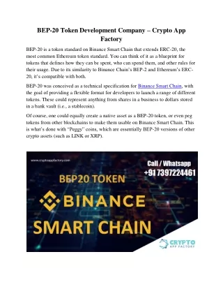 bep 20 token development company crypto