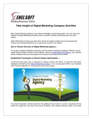 Take Insight of Digital Marketing Agency Activities