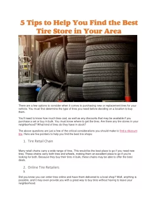 5 tips to help you find the best tire store