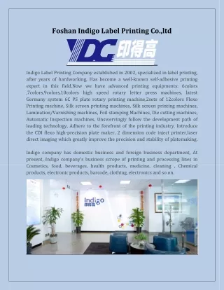 foshan indigo label printing co ltd