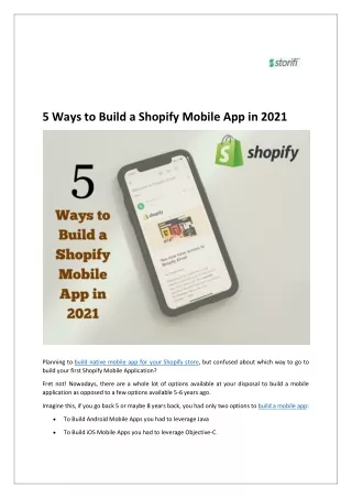 5 ways to build a shopify mobile app in 2021