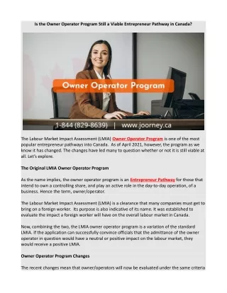 is the owner operator program still a viable