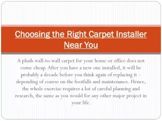 Choosing the Right Carpet Installer Near You