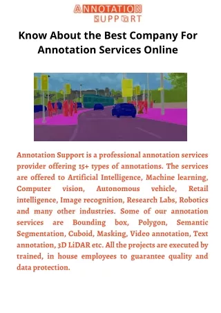 Know About the Best Company For Annotation Services Online