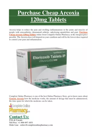 purchase cheap arcoxia 120mg tablets