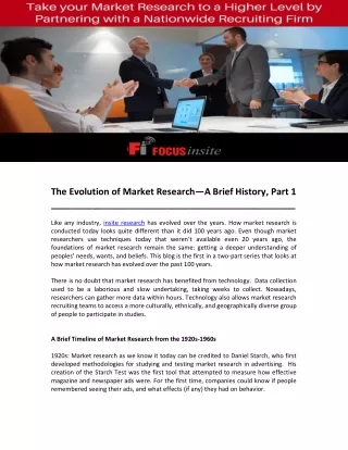 The Evolution of Market Research—A Brief History, Part 1