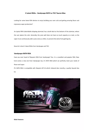 2 latest rdas vandyvape rath vs thc tauren max