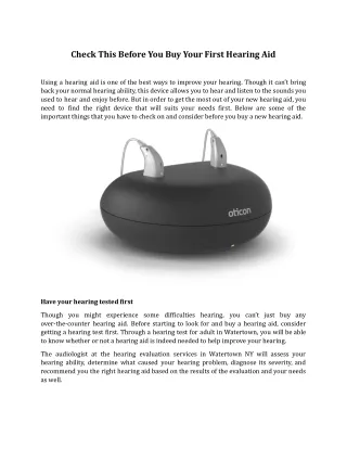Check This Before You Buy Your First Hearing Aid