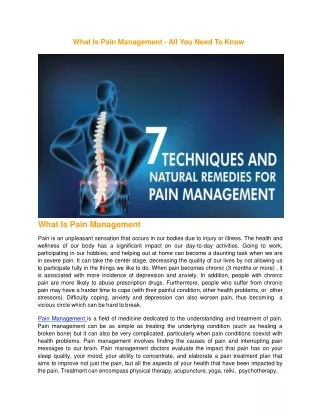 What Is Pain Management - 7 Techniques And Natural Remedies