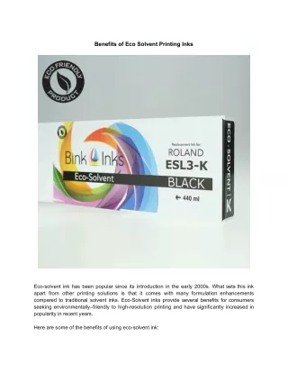 benefits of eco solvent printing inks