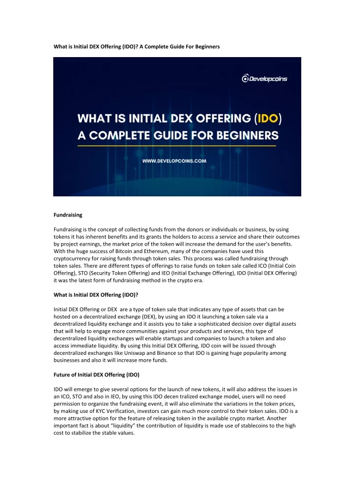 what is initial dex offering ido a complete guide