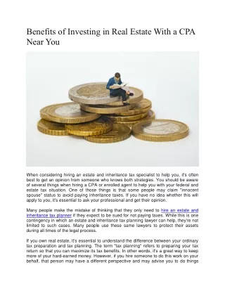 Benefits of Investing in Real Estate With a CPA Near You