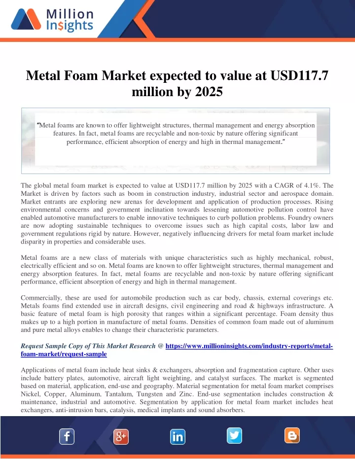 metal foam market expected to value at usd117