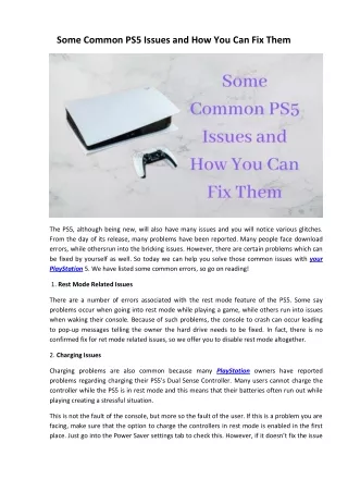 Some Common PS5 Issues and How You Can Fix Them