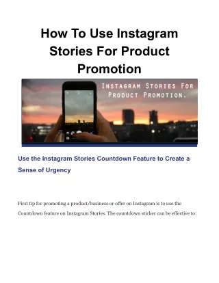 how to use instagram stories for product promotion