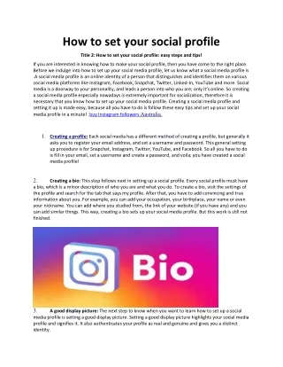how to set your social profile