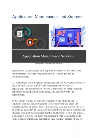 application maintenance and support