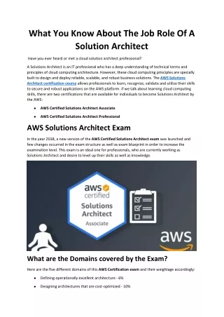 what you know about the job role of a solution