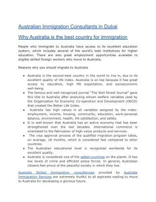 Australia Immigration from Dubai