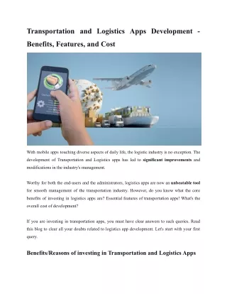 transportation and logistics apps development
