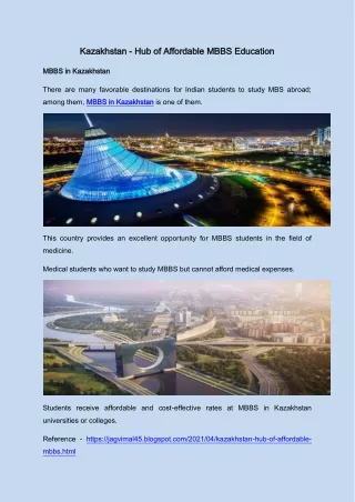Reasons to Do MBBS in Kazakhstan