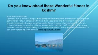 Do you know about these Wonderful Places in Kashmir