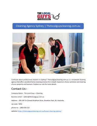 Cleaning Agency Sydney | Thelocalguyscleaning.com.au