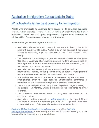 Australia Immigration Services Dubai