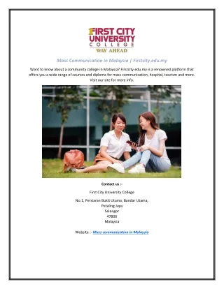 Mass Communication in Malaysia | Firstcity.edu.my