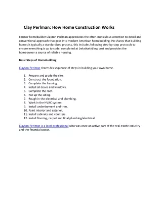 clay perlman how home construction works