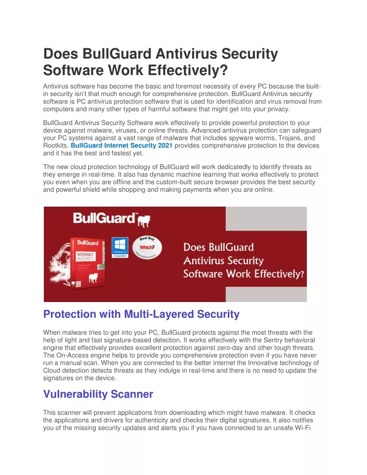 does bullguard antivirus security software work