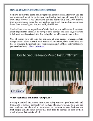 How to Secure Piano Music Instruments?