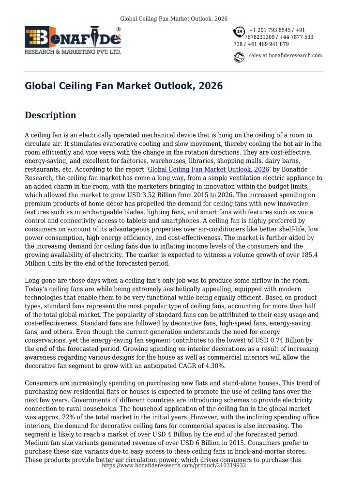 global ceiling fan market outlook 2026