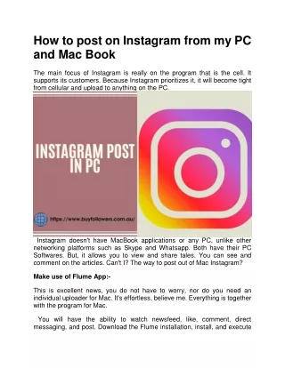 How to post on Instagram from my PC and Mac Book pdf