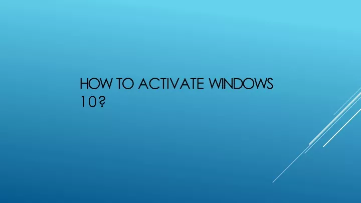how to activate window s 10