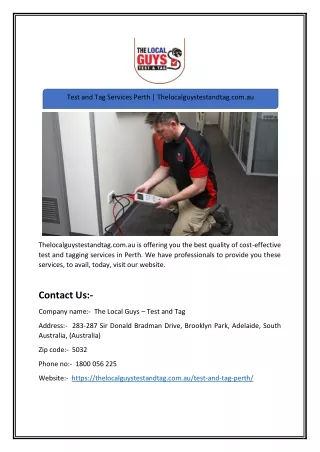 test and tag services perth