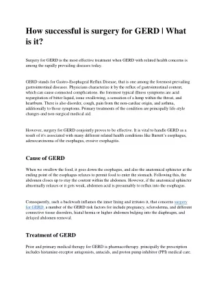 How successful is surgery for GERD | What is it?