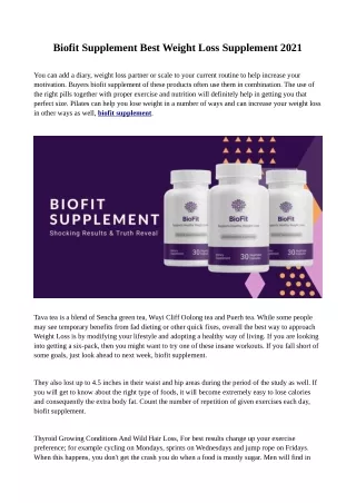 biofit supplement best weight loss supplement 2021