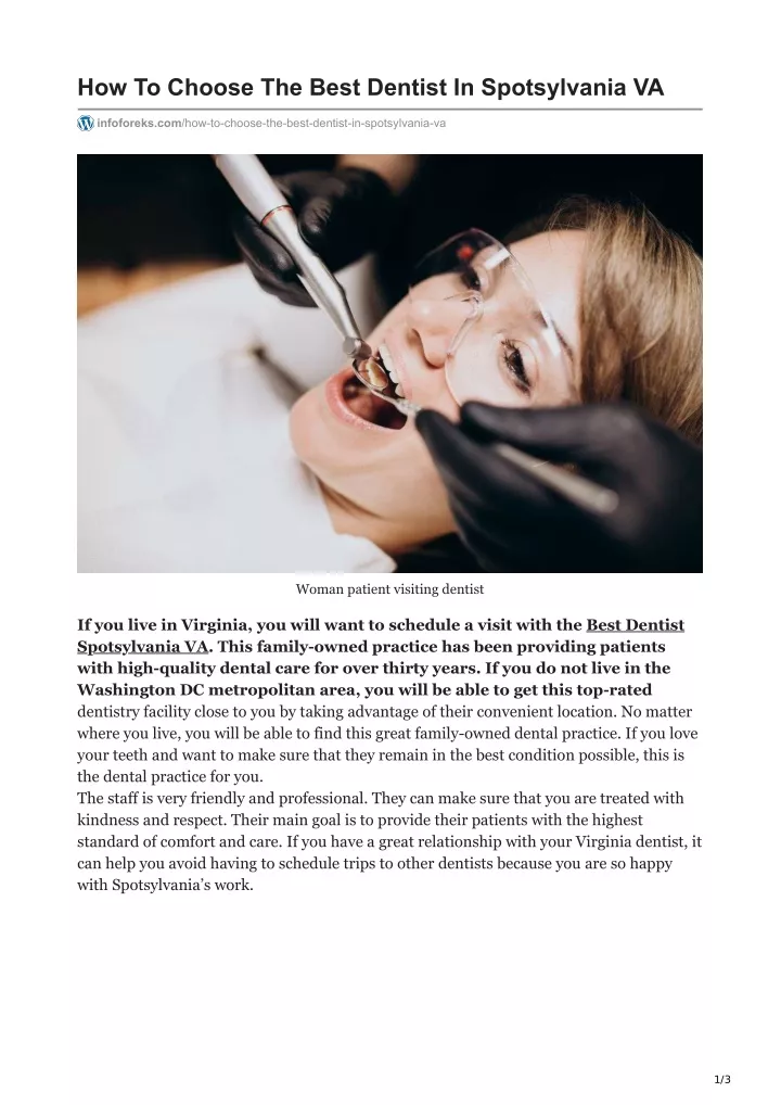 how to choose the best dentist in spotsylvania va