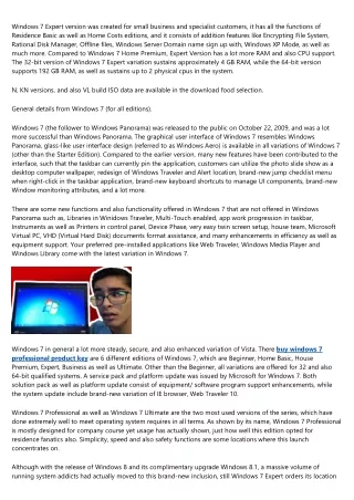 windows 7 expert version was created for small