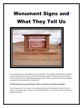 monument signs and what they tell us