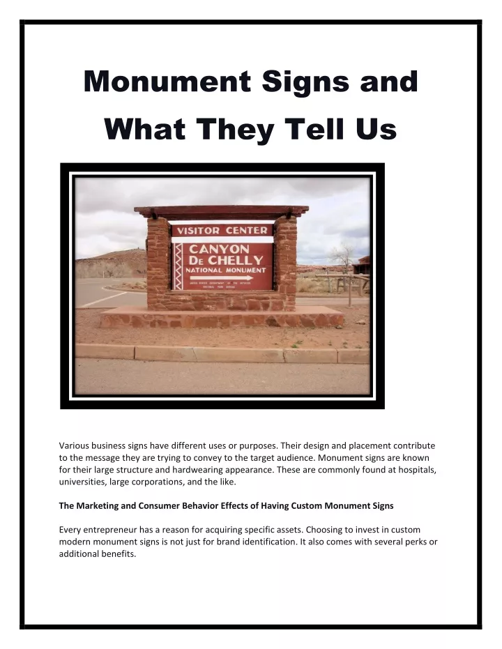 monument signs and what they tell us
