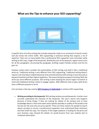 what are the tips to enhance your seo copywriting