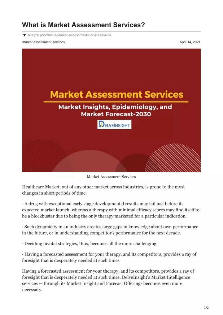what is market assessment services