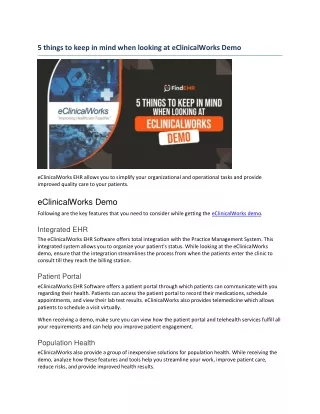 5 things to keep in mind when looking at eClinicalWorks Demo