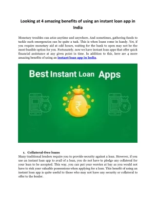 Looking at 4 amazing benefits of using an instant loan app in India