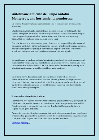 Autofinanciamiento de Grupo Autofin Monterrey, una herramienta poderosa