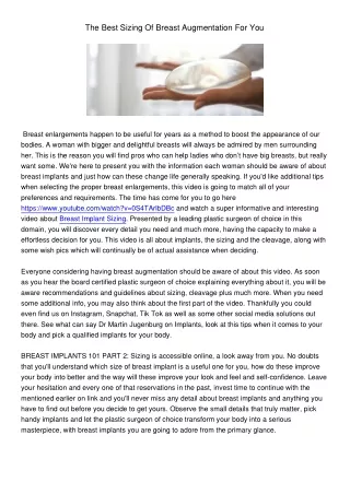 the best sizing of breast augmentation for you