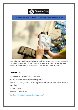test and tag services adelaide